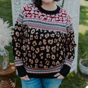 NWT Andree by Unit multi print leopard sweater▪️size S
